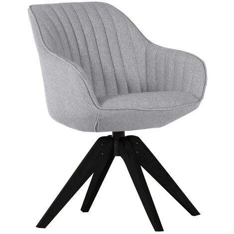 Armlehnenstuhl in grau TARRAS-123 mit massiven Füßen in Eiche schwarz  lackiert und hochwertigem Bezug mit | Stühle