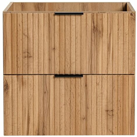 Waschtischunterschrank 60cm ADELAIDE-56 in Wotaneiche mit gerilllter Front, B/H/T ca. 60/57/46 cm