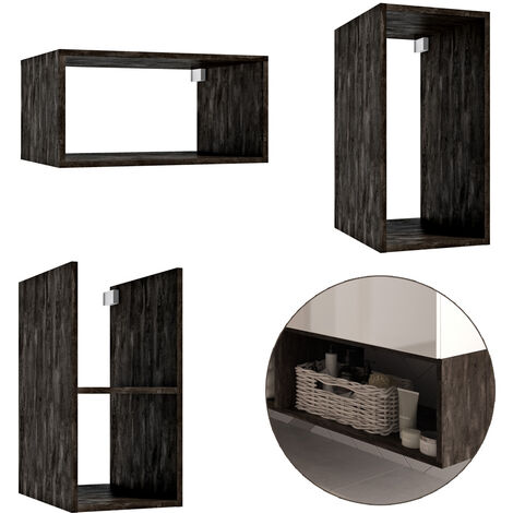Badezimmer Wandregal 90° drehbar SOFIA-107 in Beton Dunkel, B/H/T: ca. 60/30/44 cm (1/5)