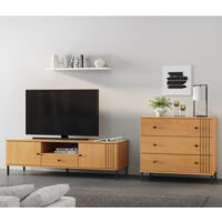 Wohnzimmer Set Lowboard und Kommode Kiefer massiv eichefarbig WILLOW-69