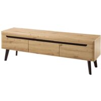 TV Lowboard 160cm im skandinavischen Design TIROL-61 Eiche Artisan mit schwarz, B/H/T ca. 160/50/40cm
