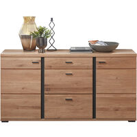 Sideboard mit Esche Massivholzfront STAVEN-36 mit Absetzungen in schwarz matt, B/H/T ca. 170/86/42 cm