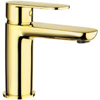 Wasserhahn Waschbeckenarmatur in gold ALPINIA-30, B/H/T ca. 5/14,5/15,5 cm