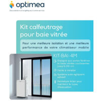 Optimea – Kit de calfeutrage pour baie vitrée coulissante KITBAI4M – Tissu polyester 90x210 cm – Installation rapide sans perçage – Fermeture éclair double tirette