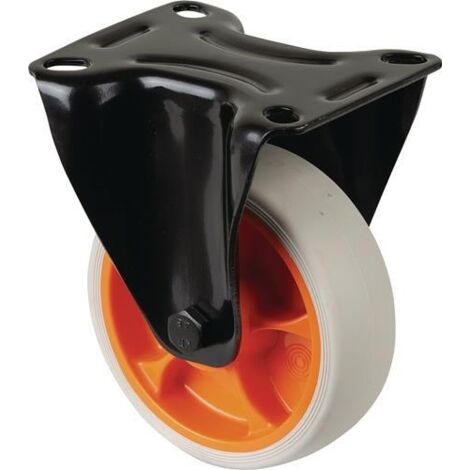 Bockrolle D.100mm Trgf.110kg Gum.Platte L104xB80mm Farbe Rl.hellgrau BS ROLLEN (1/3)