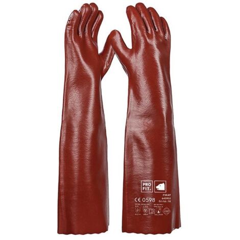 PRO FIT 640951-10 Chemikalienschutzhandschuhe Pirat Größe 10 rotbraun PVC EN 388