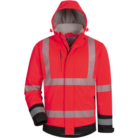 Gr .3XL (66/68) KALEB WATTIERTE WARNSCHUTZ-SOFTSHELLJACKE rot KALEB HIGH VIS (1/3)