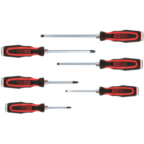 KS Tools ERGOTORQUEmax Schlagkappen-Schraubendreher-Satz, 6-teilig Schlitz, PZ (1/4)