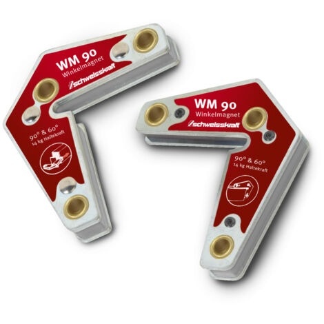 Schweißkraft Winkelmagnete WM 90 (2 Stück, Winkel 60°, 90°/Haltekraft 14 kg)