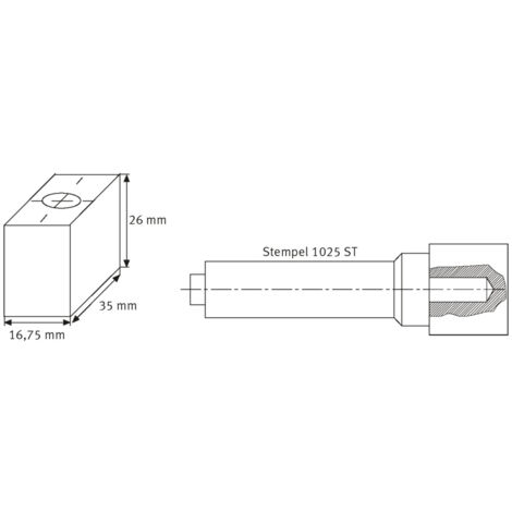 Schweißkraft Ersatz-Kohle 90“, gebohrt mit M 10 Gewinde für Stempel 1025 ST, 1231026AG (1/2)