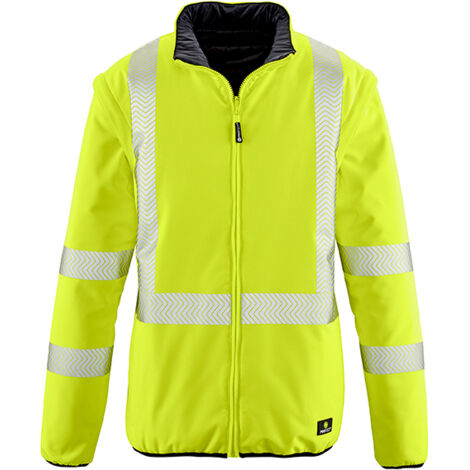 Warnschutz-Softshellwendejacke RENO leuchtgelb/schwarz Größe S (1/5)