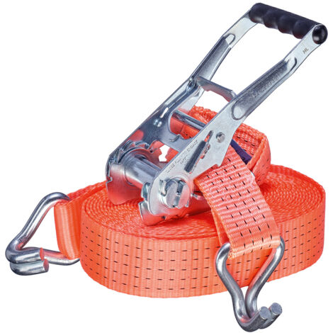 Gr .6 Meter RATSCHEN-ZURRGURT, 2-TEILIG MIT SPITZHAKEN orange CARGO LASHING BELT