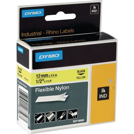 DYMO 18490 Schriftband Bandbreite 12 mm Bandlänge 3,5 m flexibles Nylonband sch (1/2)