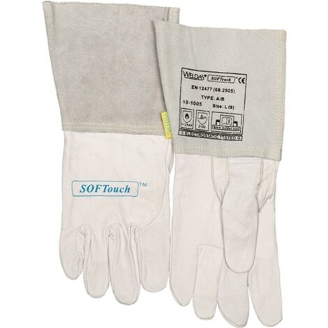 Schweißerhandschuhe Gr.XXL (10,5) natur Kalbsnarben-/Rindspaltleder/Softt. 5 PA (1/5)