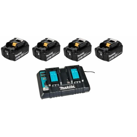 Makita Power Source Kit 18V 5Ah – 4 Batterie BL1850B + Caricatore Rapido Doppio DC18RD