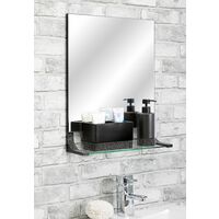Sparkle Matt Black Bathroom Mirror With Shelf - Black