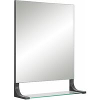 Sparkle Matt Black Bathroom Mirror With Shelf - Black