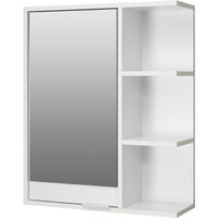 White Single Door Bathroom Mirrored Cabinet - White