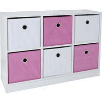 Pink & White 6 Cube Kids Storage Unit - White/Pink