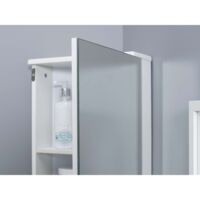 Corner Mirrored Bathroom Cabinet - White