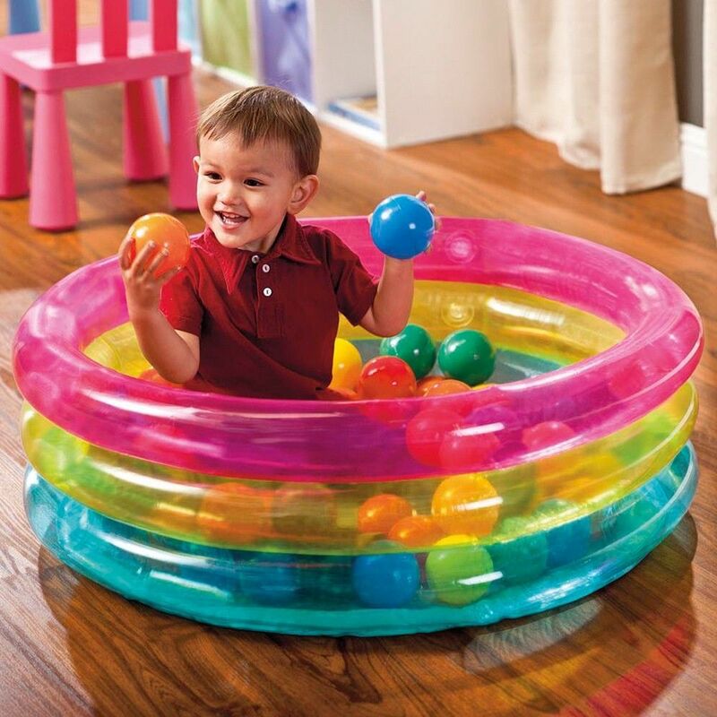 INTEX Piscina gonfiabile baby per bambini a 3 anelli con palline colorate  86X25h