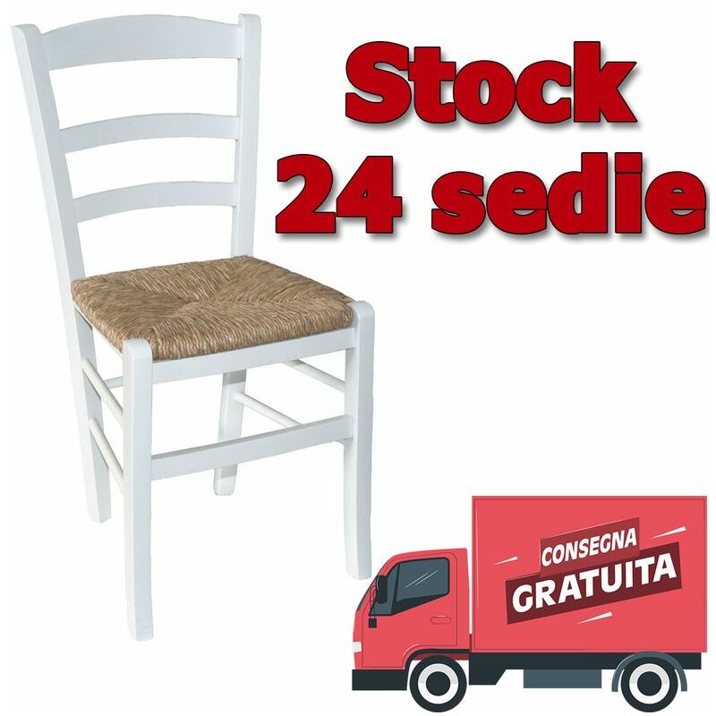 Set da 24 sedie paesana paglia anilina bianche