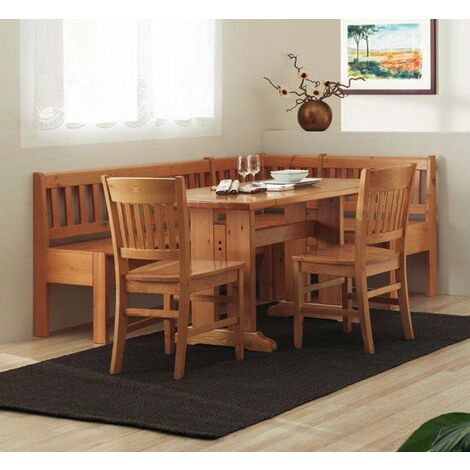 Inter Link Set di tavolo, sedie e panca ad angolo, per cucina o sala da  pranzo, in legno massiccio di pino, laccato naturale : : Casa e  cucina