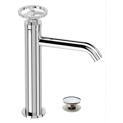 Miscelatore per lavabo altezza media senza foro sul corpo con scarico click-clack e troppopieno - serie Chrono (1/2)