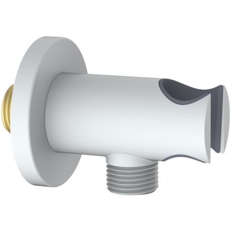 Presa acqua tonda con supporto doccino in ottone color bianco