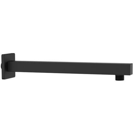 Braccio doccia con attacco universale quadrato 30 cm nero opaco