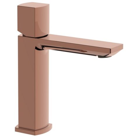 Miscelatore lavabo rame lucido con risparmio acqua e piletta click clack - serie Marte