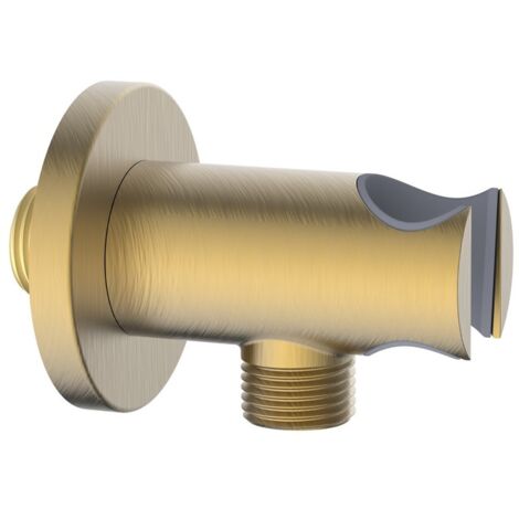 Presa acqua tonda con supporto doccino in ottone color oro opaco