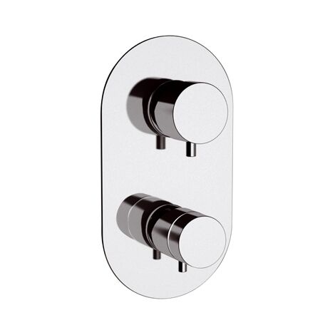 Rubinetto doccia nero opaco con deviatore a tre vie su unica piastra - serie minimal thermo (1/2)