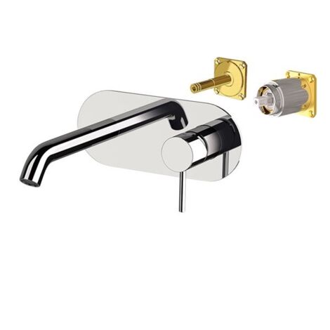 Miscelatore a incasso per lavabo con piastra in ottone cromato x-stile