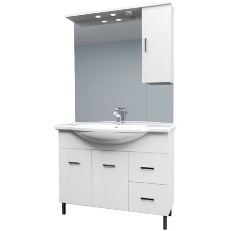 Mobile bagno venice larice bianco cm 105 con lavabo e specchio (1/3)