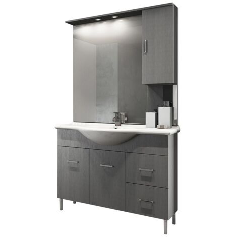 Mobile bagno venice larice grigio cm 105 con lavabo e specchio (1/3)