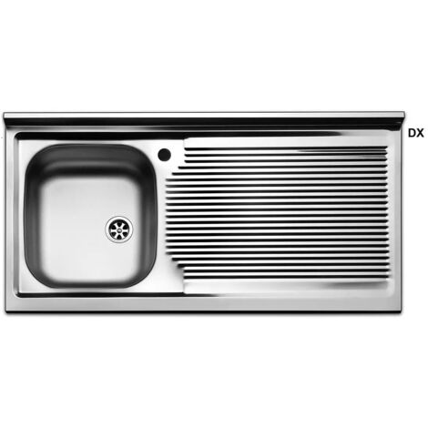 Lavello da appoggio in acciaio inox 1 vasca 100 cm – gocciolatoio a destra (1/3)