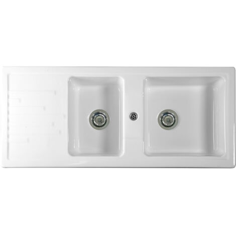 Lavello 116x50 cm da incasso in ceramica Bianco