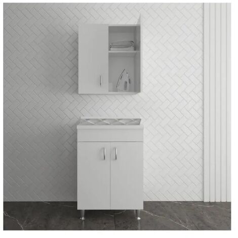 Set mobile bagno/lavanderia ECO con lavatoio 60x50 e pensile (1/5)