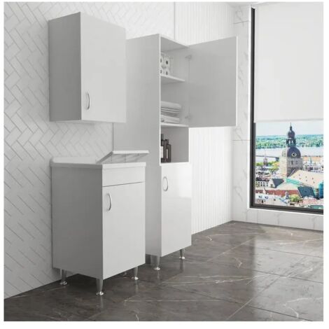 Set bagno/lavanderia ECO con lavatoio 45x50 cm, pensile e colonna (1/5)