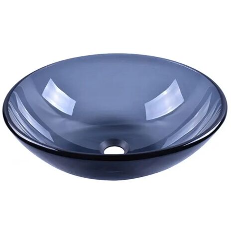 Lavabo da appoggio in vetro nero 380x380x130 mm senza piletta (1/4)