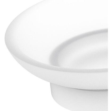 Porta sapone a muro in acciaio bianco e vetro satinato - Serie Blend