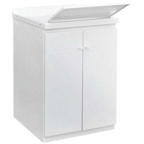 Lavatoio con mobile in abs e con tavola in polipropilene 60x60 anta doppia (1/5)