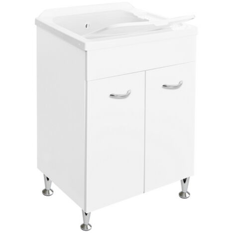 Lavatoio con mobile in idrofugo e tavola in legno 60x60 con doppia anta