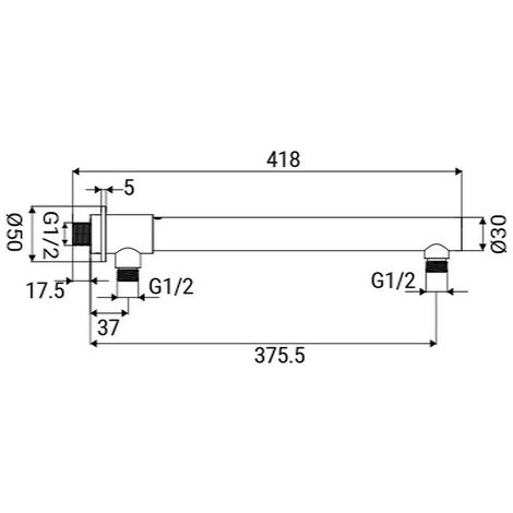 Braccio doccia da 40 cm con deviatore