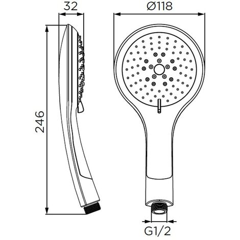 Doccino serie elegant a 5 getti, nero