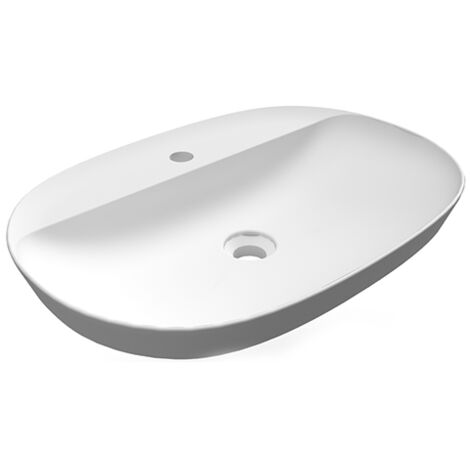 Lavabo incasso ovale allungato foro rubinetto Rak Ceramics Bianco
