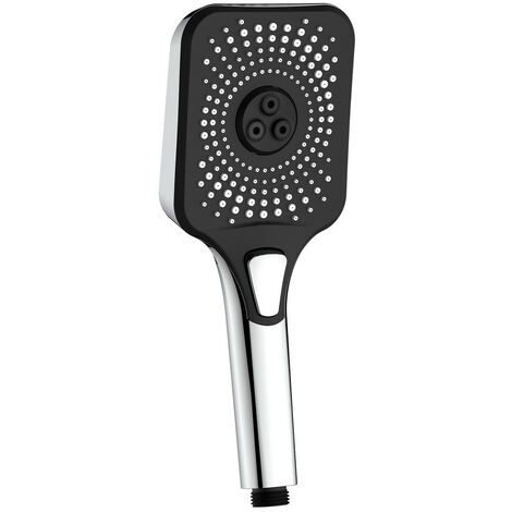 Doccia cromata e nera con pulsante 3 getti - Serie Vortex Square (1/3)