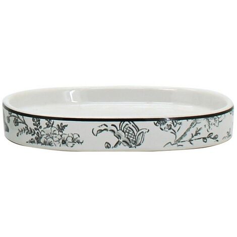 Portasapone in ceramica bianco con decori - serie Fiori (1/2)
