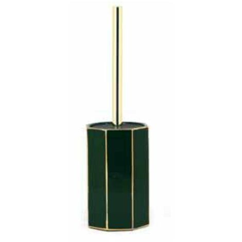 Porta scopino d'appoggio verde e oro in ceramica - Serie Smeraldo